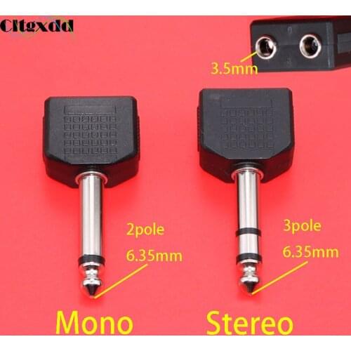 Cltgxdd Mono or Stereo 6.35mm male plug to two 3.5mm female jack headphone Mic Converter 1 points 2 male to female audio adapter