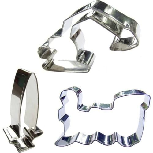 Long sword, Locomotive, Excavator shape 3 piece biscuit cutting molds, baking tools, cake decorating soft candy tools