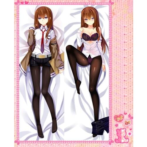 Anime Cartoon Steins;Gate Double-Sided Bolster Hugging Pillow Case Cover Pillowcase Peach Skin 2 Way / WT No.65106