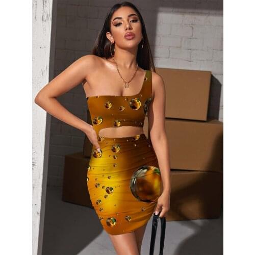 Giyu Brand Psychedelic Dresses Women Abstract Halter Sleeveless Harajuku Vestido Sexy Art Bodycon Dress Womens Clothing