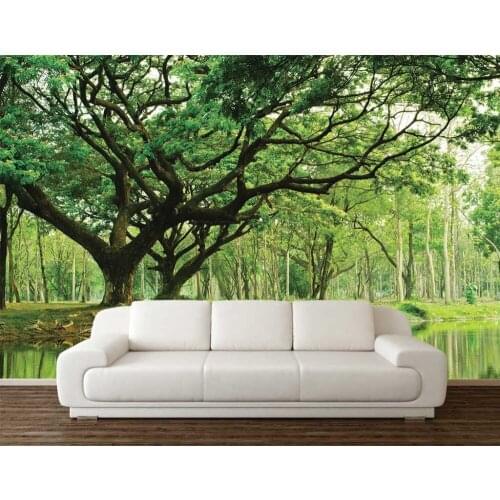 Custom 3D Photo Wallpaper Green Huge Tree Wall Decoration Poster Art Removable Wall Mural Wall Stickers