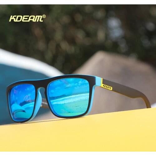 KDEAM Fashion Mirror Sunglasses Polarized Men Classic Design Ultralight Glasses Frame Square Sport Male UV400 Travel 2020 new