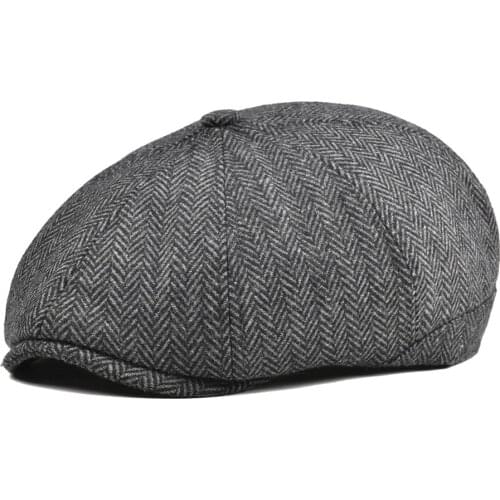 VOBOOM Tweed Wool Newsboy Cap Men Herringbone Beret Women 8 Panel Country Baker Boy Hats Caps Flat Ivy Hats Retro Gatsby Hat 111