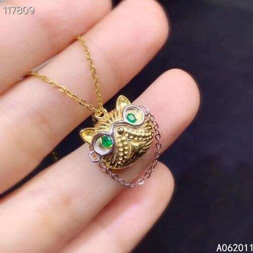 KJJEAXCMY fine jewelry natural Emerald 925 sterling silver fashion girl new pendant necklace chain support test