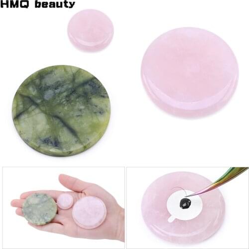 Glue Pallet Eyelashes Extensions Jade Stone Drop shipping Pink Durable Useful False Eye Lashes Glue Pad Holder Makeup Tools