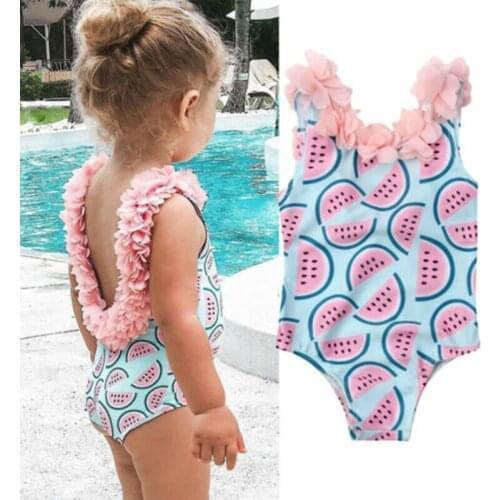 Toddler Infant Baby Girls Swimwear Watermelon Swimsuit Swimming Beach Bathing Bikini Cute Summer One-piece Swimming Costume