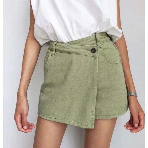 Summer Fashion Irregular Women Jeans Zipper Pocket Women Retro Casual Skirt Pants A-line Short 2021-40