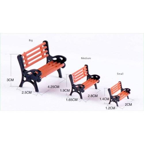3pcs Mini Outland Models Train Railroad Scenery Park Garden Bench Chair Street Miniature Seat Doll House Accessories