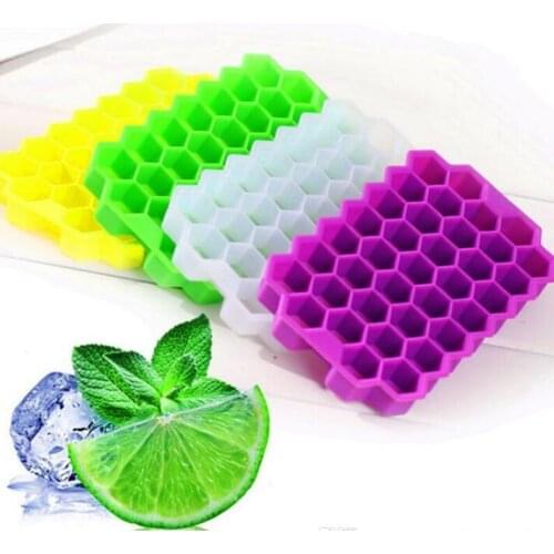 Multi-Style Silicone Ice Cube Tray Freeze Mould Ice Cube Tray 37 Cavity Ice-making Box Honeycomb Mold For Bar Party Tools