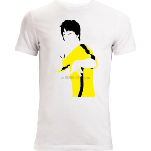 Bruce Lee Minimalistic Yellow Artwork mens (womans available) t shirt white