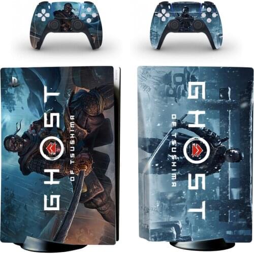 Ghost Style PS5 Disc Edition Skin Sticker for Playstation 5 Console & 2 Controllers Decal Vinyl Protective Skins Style 1