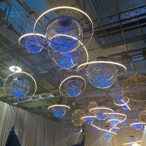 New Arrival Shine LED Flash Star Ball Wedding Showcase Decoration Space Planet Hanging Ornament Chandelier Free Shipping