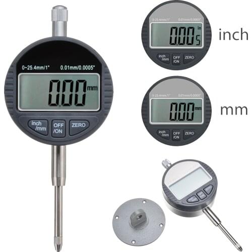 New Digital Dial Gauge Indicator 0.01mm/0.005" Display 1.5V Electronic Measuring Gauging Tool 0-12.7mm/0.5" 0-25.4mm/1"