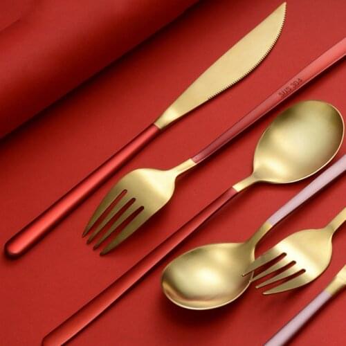 Steak Knife Upscale Western-style Food Tableware Suit Gold Spoon Fork Suit Stainless Dinnerware Set Reusable Cutlery Set