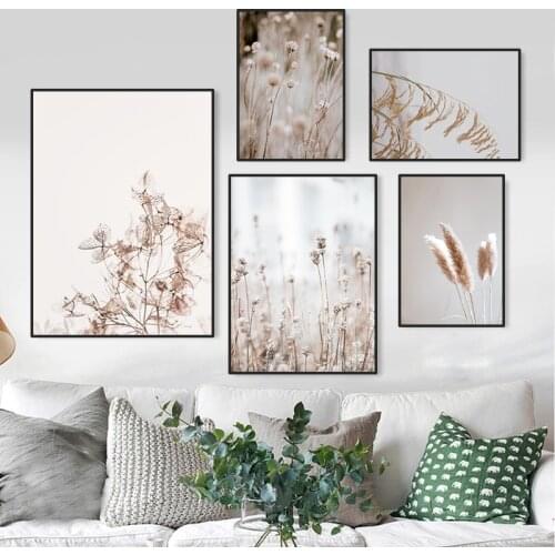 Autumn Scenery Art Wall Canvas Painting Dried Flower Art Picture Nordic Print And Poster For Living Room Plant Home Decor HD3024