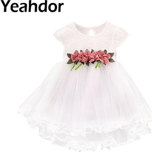 Newborn Baby Girl Princess Flower Tutu Dress Toddler Wedding Party Dress Flower Girl Dresses Babys Christening Baptism Dress