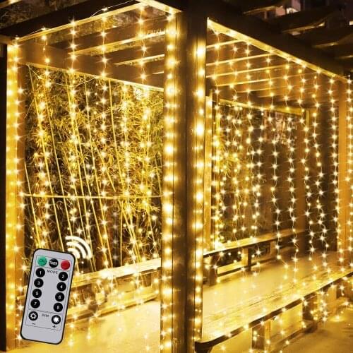 3mx3m/3x2m Curtain Lights Copper wire String Lights 9 Colors Remote-control 8 modes USB Lamp christmas decorations luces navidad