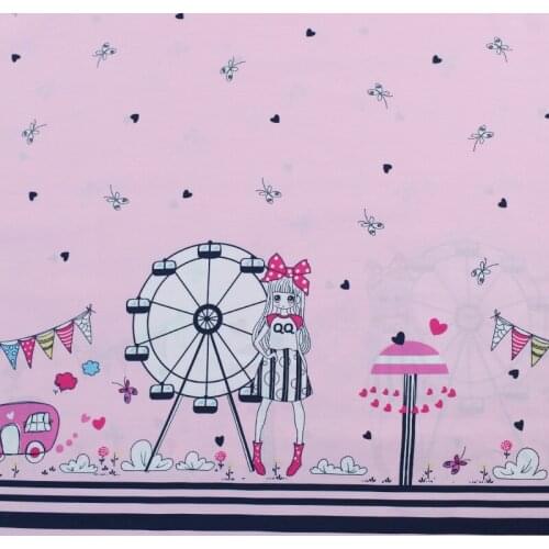 Girl amusement park soft vintage fabric Retro style fabric Calico Printed cotton fabric for DIY Bag cloth dress 1order=1meter