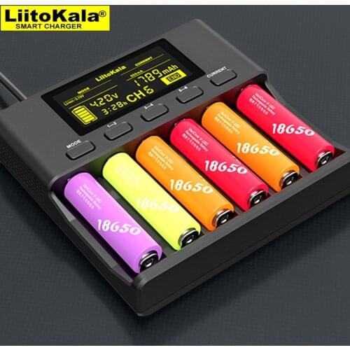 LiitoKala Lii-S6 Lii-S4 Battery charger 18650 Charger Auto-Polarity Detect For 18650 26650 21700 32650 AA AAA batteries