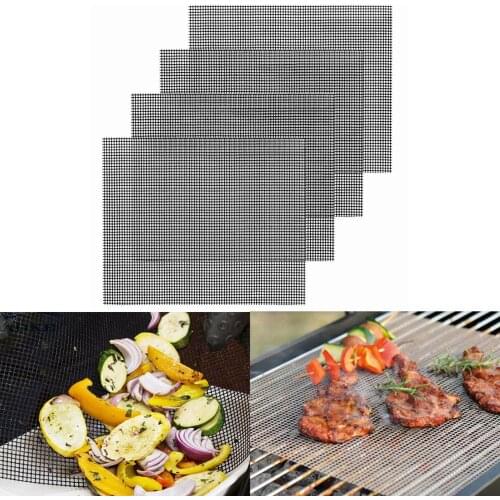 4pcs BBQ Grill Mesh Mat Barbecue Outdoor Baking Pad BBQ Grill Mat Outdoor Cooking Baking Mat Oven Cooking Grilling Sheet Liner