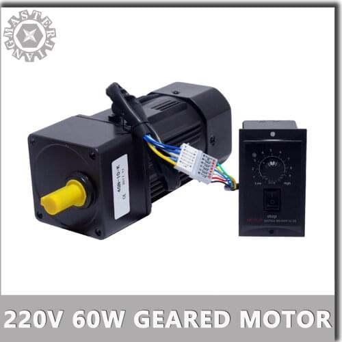 1:500-1:3 2.7-450RPM 220V 60W AC Reversible Gear 5RK60GN-CF Variable Speed Motor AC Gear Reducer Motor Geared Motor