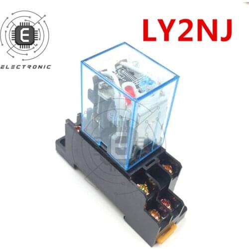 1Pc LY2NJ HH62P HHC68A-2Z Electronic Micro Mini Electromagnetic Relay 10A 8PIN Coil DPDT With Socket Base DC12V 24V AC110 220V