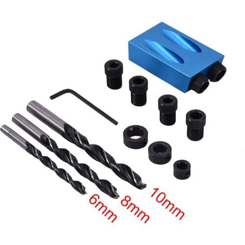 14PCS Pocket Hole Screw Jig Dowel Drill Joinery Kit, Inclined Hole Locator 15 Degree Angle Pocket Hole Drilling Guide Positioner