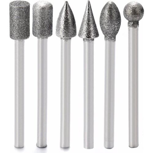 20pcs 3mm Shank Diamond Drills Grinding Heads Mini Drill Burrs Bit Set For Rotary Tool Grinders Polished Glass Carving Mayitr