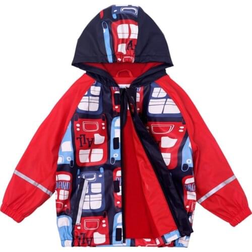 2020 Kids Boys rain Jacket cartton PU Children Outerwear Waterproof Velvet Raincoats Poncho Windproof Outdoor Coats
