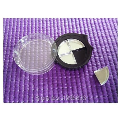 2G Eyeshadow Case with 4 Aluminium Pans 4 lattice, Cosmetic Jar, Eye shadow Case Side Opening, Cosmetic Powder Box, 50pcs