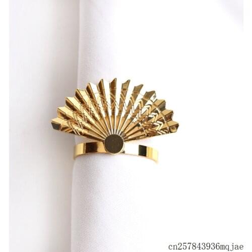 50pcs Fan Shaped Napkin Ring Peacock Napkin Rings Western Napkin Buckle Metal Alloy Diamond Ring