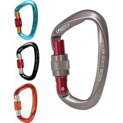 25KN Climbing Carabiner D Shaped Safety Master Screw Lock Buckle Escalade Equipement Survival Kit Carabiner Clips Mountaineering