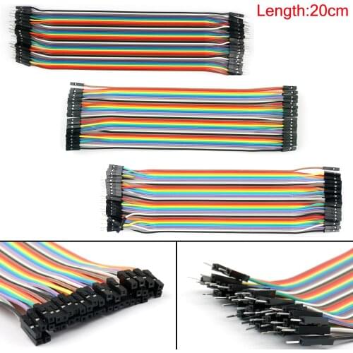 Artudatech 40Pcs Dupont Wire Jumper Cables 20cm M-M M-F F-F 1P-1P For Arduino Breadboard