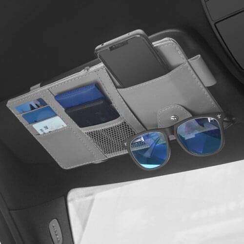 Car Sun Visor DVD Storage Bag Storage Box Sunglasses Card Phone Holder Organize Storage Bag Bill Pen Type Business Card Holder