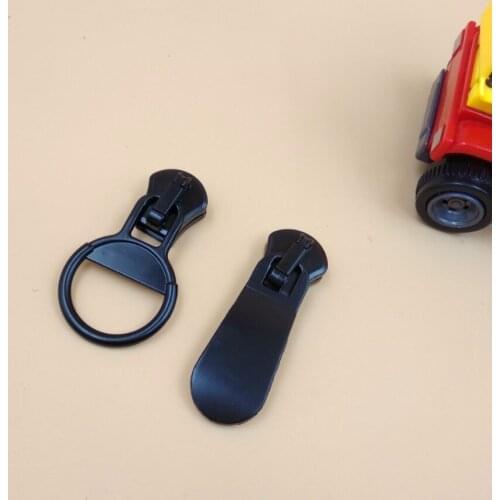 Free Shipping 15# Large Size Round Long Puller Pulls Black Metal Zipper Sliders 4pcs For Fix DIY a Resin Zipper Accessories