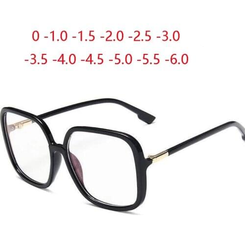 Big Frame Anti-blue Light Nearsighted Glasses Finished Women Men Square Student Prescription Spectacle 0 -1.0 -1.5 -To -6.0