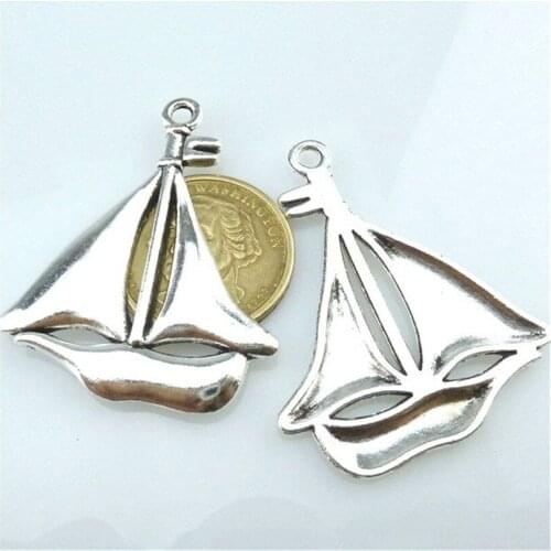 5pcs Sailboat Antique Silver Plated Bracelets Charm Pendants Fashion Jewelry Making Findings DIY Charms 13587
