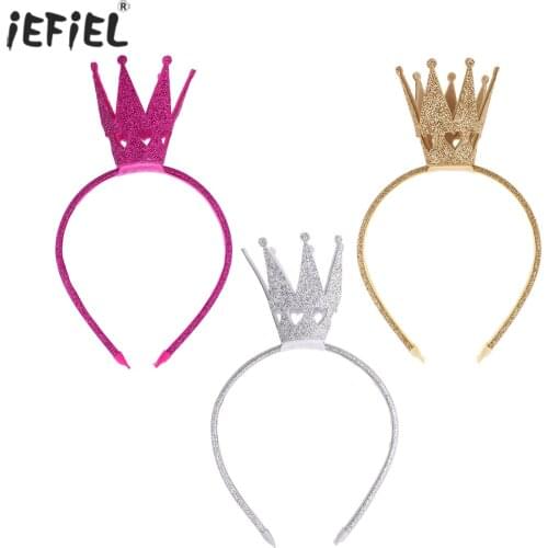 Baby Kids Girls Shiny Tiara Crown Hair Hoop Headwear Hairband Accessories For Birthday Fairy Party Wedding Christmas Costume