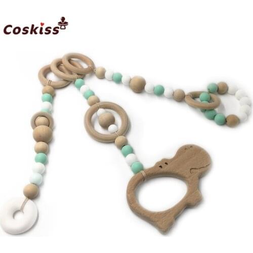 Baby Silicone Teething Toy Wooden Bead Silicone Beads And Ring Into The Baby Teether DIY Safe And Natural Wooden Teether Toys