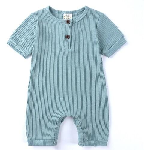 Infant Toddler Kids Clothing Short Sleeve One Piece Romper Pure Color Cotton Jumpsuits Unisex Girls Boys Body Suits Shortalls