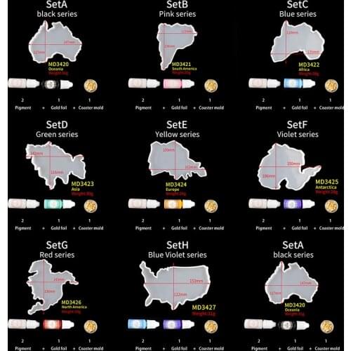 Map Mold Pigment Kit Resina Seven Continents Shape Silicon Moulds For Epoxy Resin Mainland Moule En Silicone