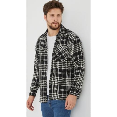 Gavazzi Autumn/Spring Men 'S Black/Khaki/Red/Plaid/Plaid Pattern Thick Long-Sleeve Button Oversize shirt/Jacket/Cardigan