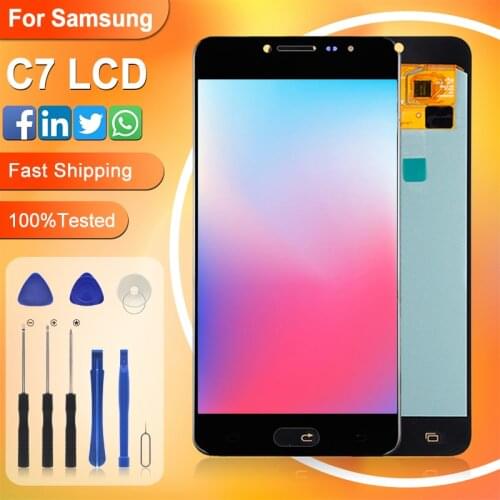 Catteny Promotion Amoled For Samsung Galaxy C7 Lcd C7000 Display With Touch Panel Glass Screen Digitizer Assembly Free Shipping