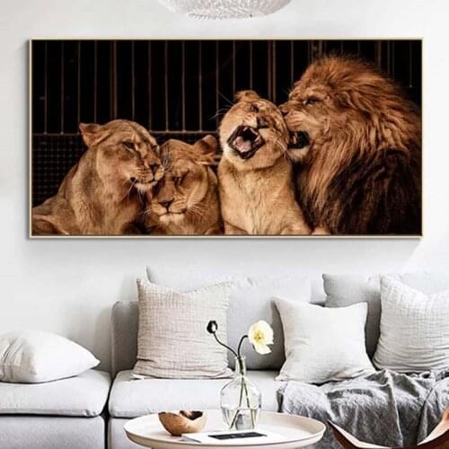 Lion Family Circus Animal Posters And Prints Painting Art On Canvas Wall Art African Lion Picture For Living Room Decoration