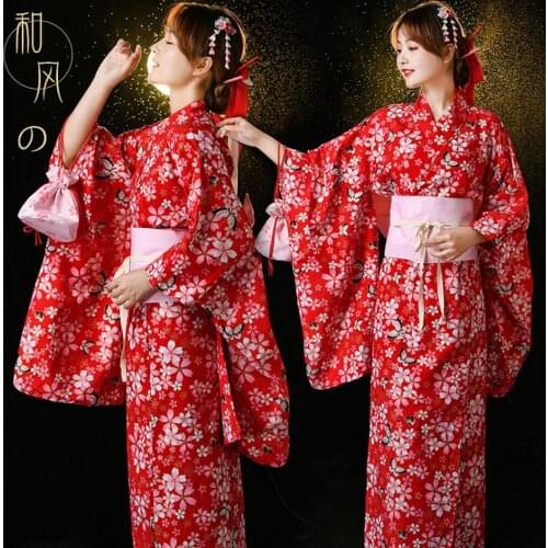 Japanese Bronzing Phoenix Cherry Blossoms Print Kimono Studio Portrait Girls Cosplay Costume Women Home Bathrobe Clothing