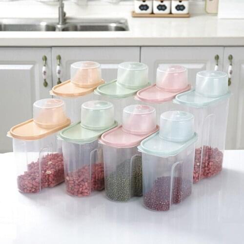 1.9L/2.5L Kitchen Storage Box Sealing Food Storage Jar Container Preservation Plastic Fresh Pot Container Clear Cans