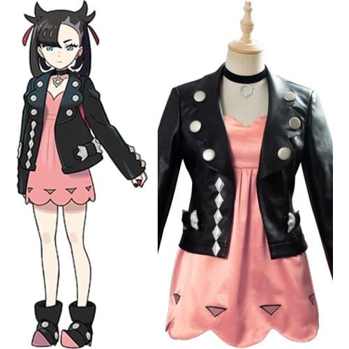 Pokemon Sword and Shield Cosplay Costume Marnie Coat Dress Suit For Girls Halloween Carnival Costumes