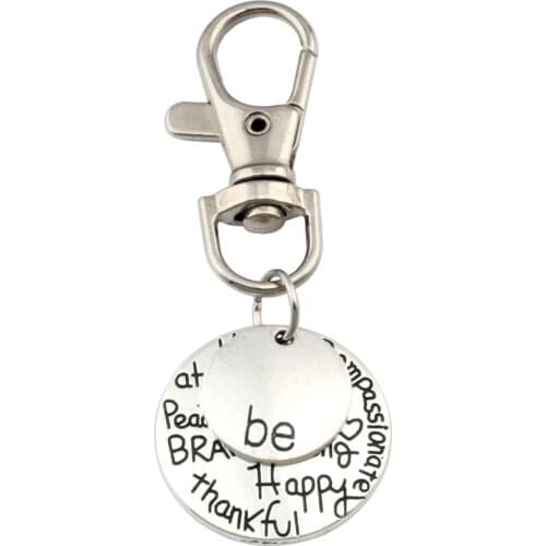 Hot ! 50Pcs Zinc alloy "Be" Happy Strong Thankfull Charm With lobster clasp DIY Jewelry 25mm A-336