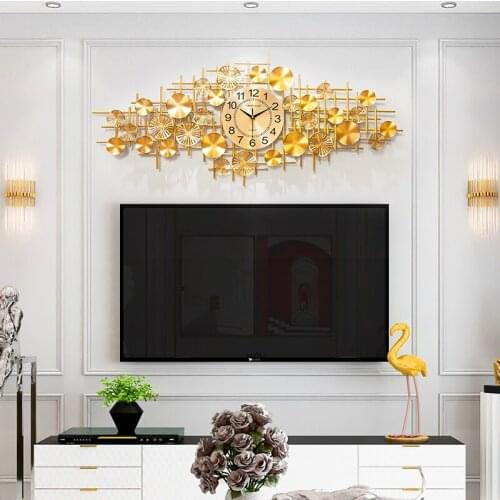 Big Size Wall Clock Livingroom Gold Color Modern Design Silent Wall Clock Metal Nordic Hanging Reloj De Pared Home Decor DL60WC