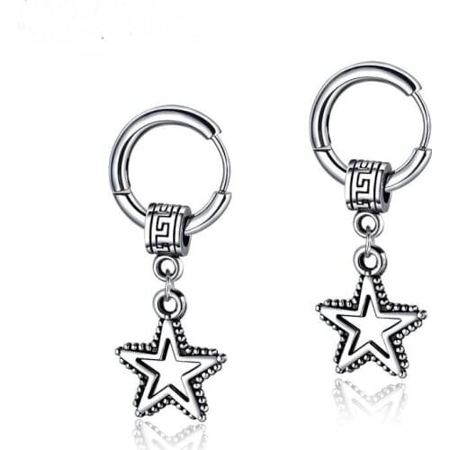 New Fashion Punk Stainless Steel Five-pointed Star Studs Best Selling Simple Popular Stars Earrings Jewelry Wholesale